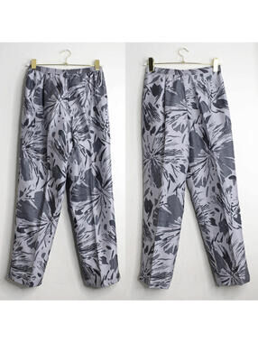 Gray Silver High Waist Floral Beaded Silk Pants - 6P